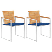Sedie da Giardino 2 pz con Cuscini in Legno di Teak e Acciaio cod mxl 24293