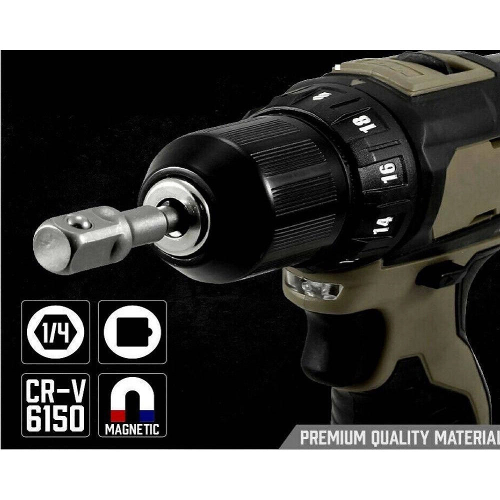 Trade Shop - Set 9 Pz Adattatori Per Bussola 1/4" 3/8" 1/2" Per Avvitatore Trapano Sdy-96032 -