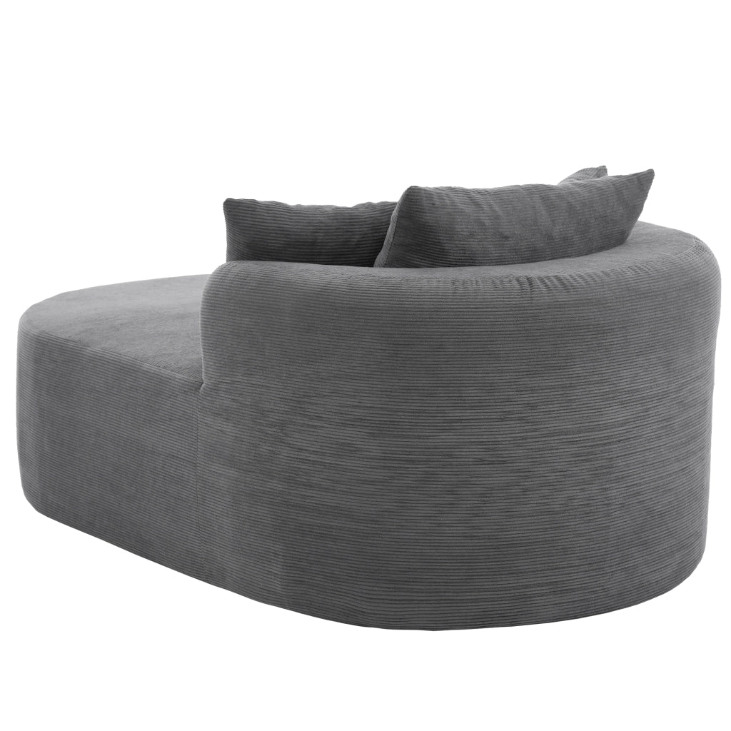 Poltrona relax ovale con seduta extra profonda e cuscino soffice senza montaggio in velluto a coste grigio scuro