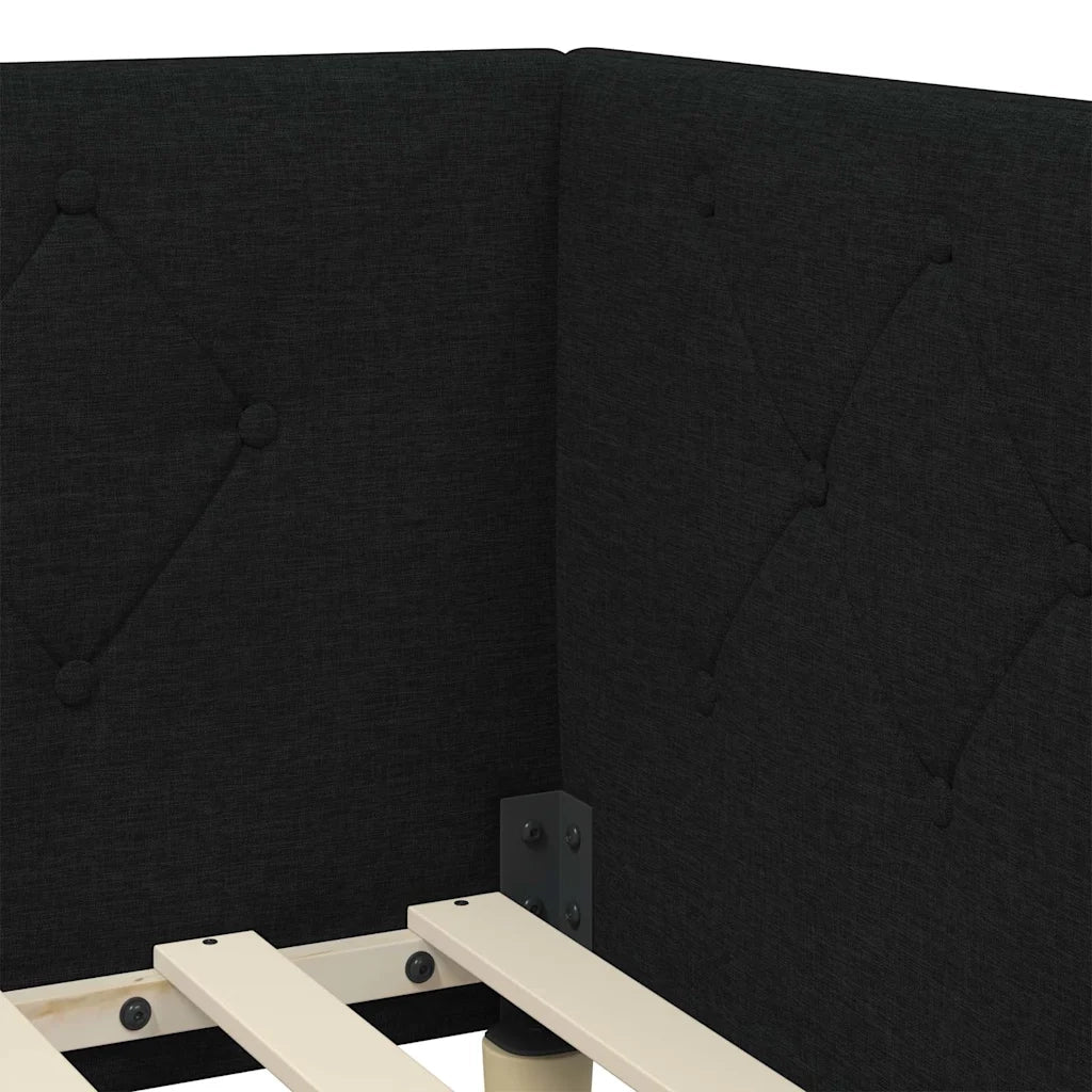 Cornice del letto ad angolo Nero 100 x 200 cm Tessuto