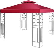 Tetto Gazebo di Ricambio per Gazebo, 3 x 3 m, per Giardino, Balcone, Spiaggia, Impermeabile, Doppio Tetto, Vinaccia