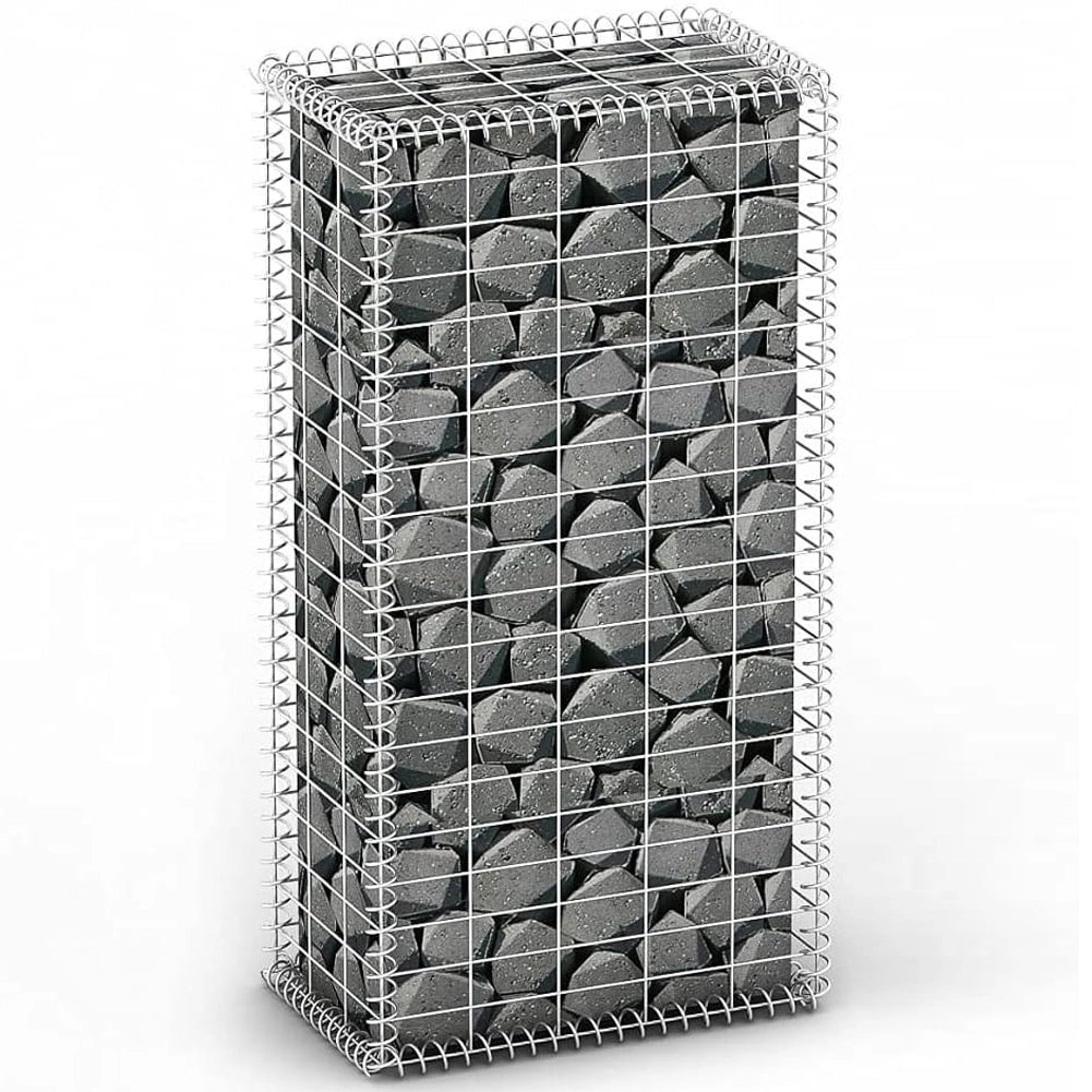 Rete Gabbione Giardino in Acciaio Galvanizzato 100x50x30 cm per Recinzioni e Muretti