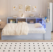 Letto multifunzione 90x200 cm con presa; contenitori e LED grigio