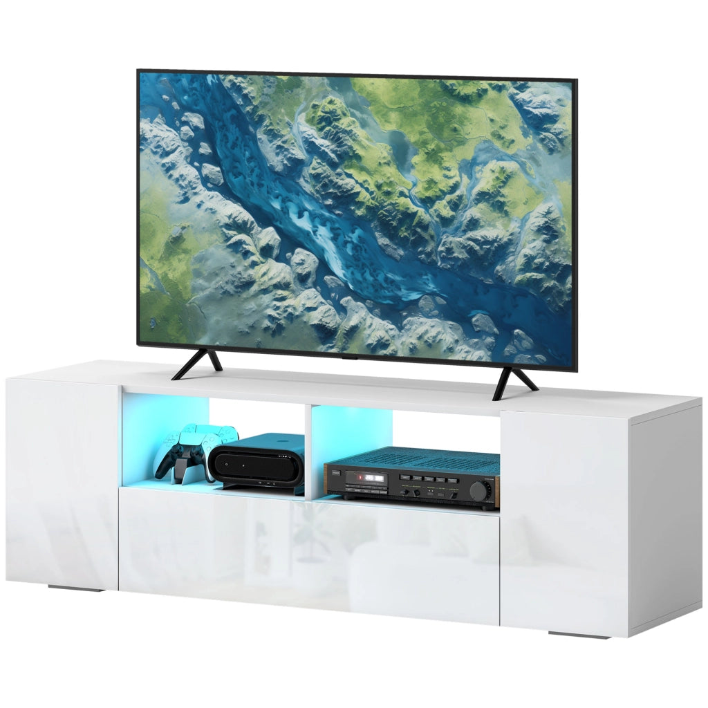 Mobile TV con luci LED ¨C zephmum ¨C bianco 137x35x42 cm