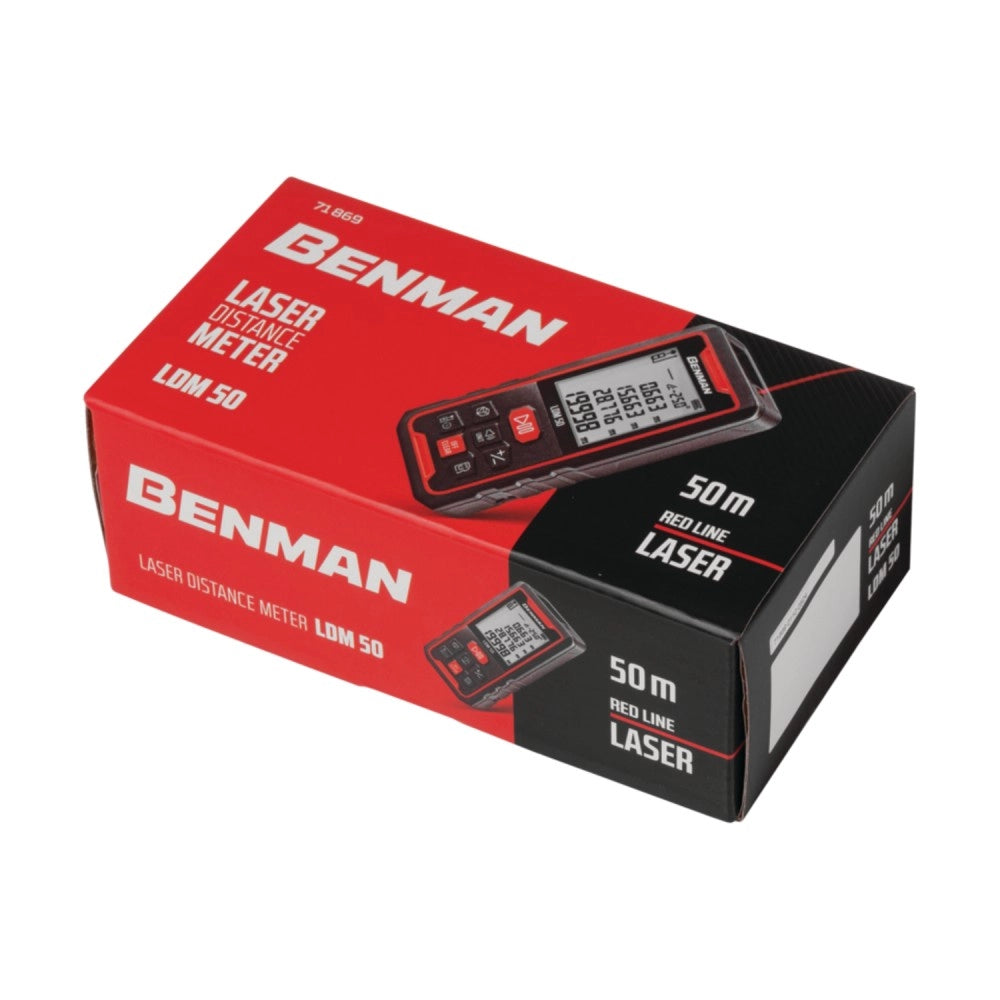 Benman ldm 50 ip44 max 50mt distanziometro metro ricaricabile laser rosso