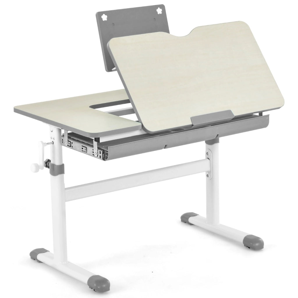 Scrivania per bambini regolabile con piano inclinabile cassetto, Scrivania per bambini tavolo ergonomico Grigio-Tavoli e sedie