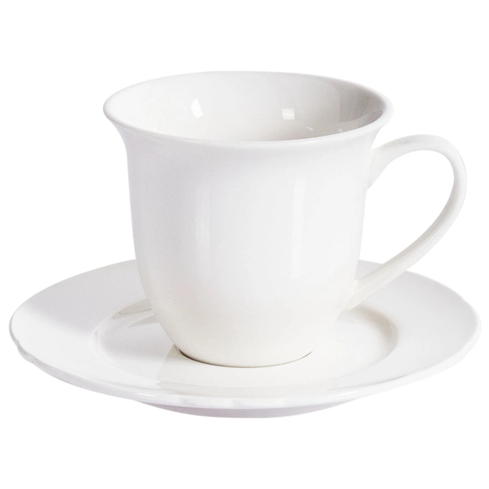 Set di 4 tazze con piattini per tè e caffè in porcellana con finitura lucida bianco Cucina Sala da pranzo