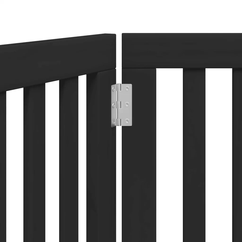 Cancello per Cani Pieghevole 3 Pannelli Nero 150cm Legno Pioppo CFW9957238