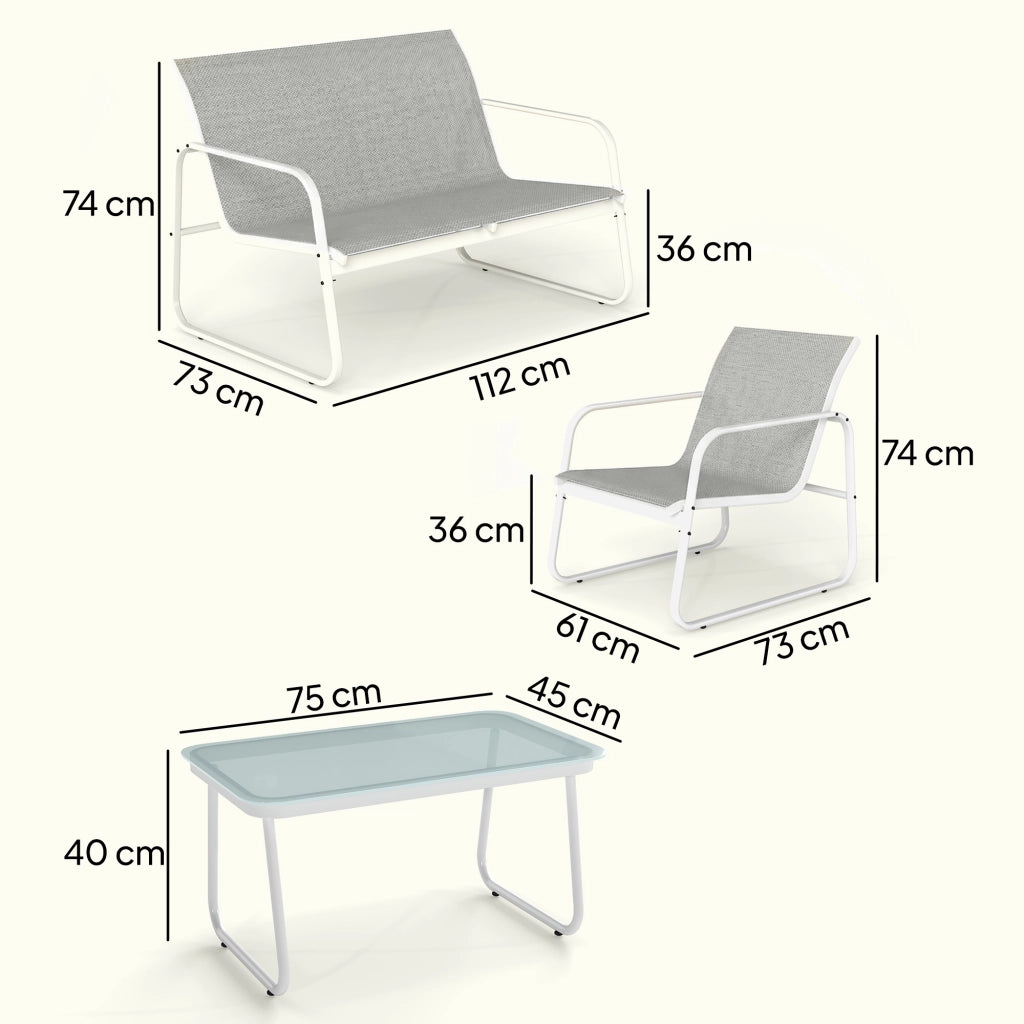 Set divano giardino 4 pezzi ¨C zephmum ¨C tessuto textilene grigio chiaro