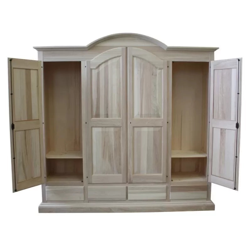 armadio classico 4 porte 4 cassetti legno grezzo 234x60x230 (472) - Mobili 2G