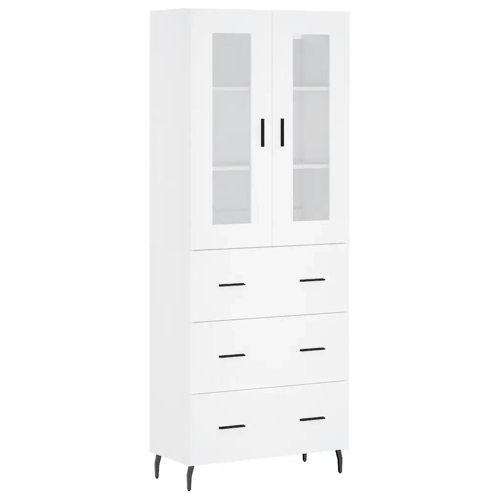 Credenza-Buffet-Armadio da cucina Bianca 69,5x34x180 cm in Legno Multistrato 141500