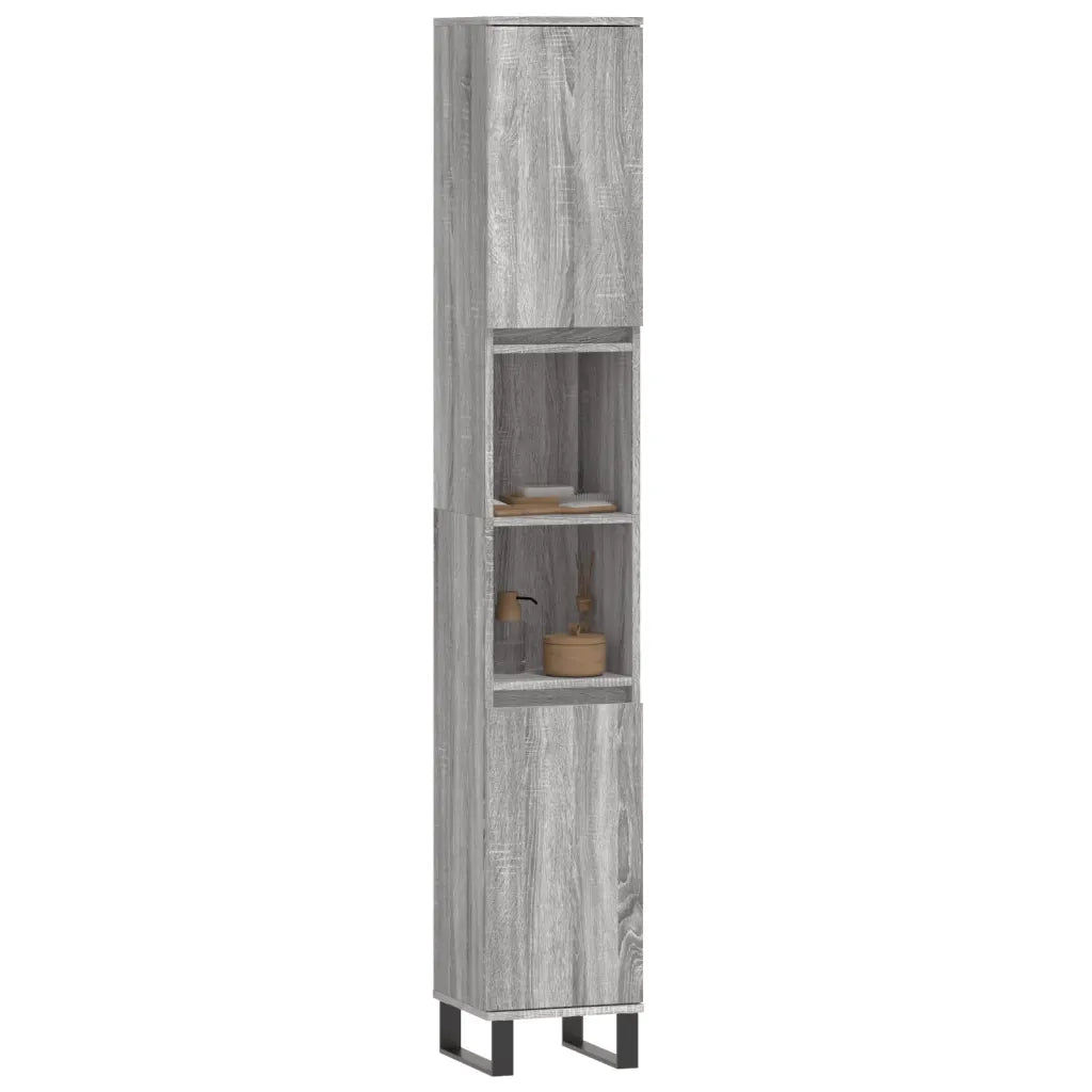 Armadietto Bagno | Armadio da bagno Grigio Sonoma 30x30x190cm in Legno Multistrato