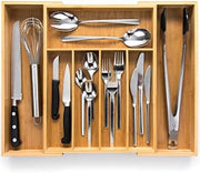 Sistema di caricamento per utensili in bambù da 38 cm - organizzatore cucina - caricatore utensili in bambù - estraibile - organizzatore cucina