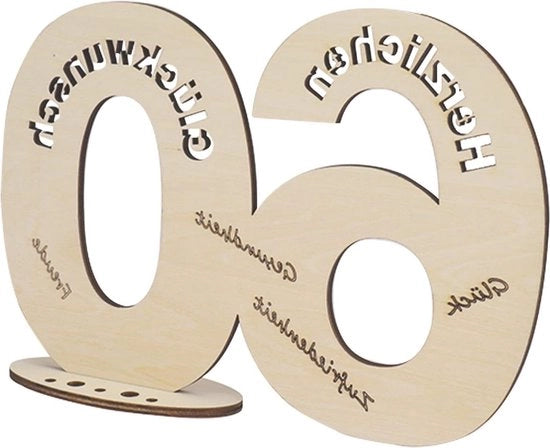 Decorazione di compleanno 60 anni in legno - regalo uomo donna - 60 anni - idea regalo anniversario - tavola decorativa - regalo in denaro