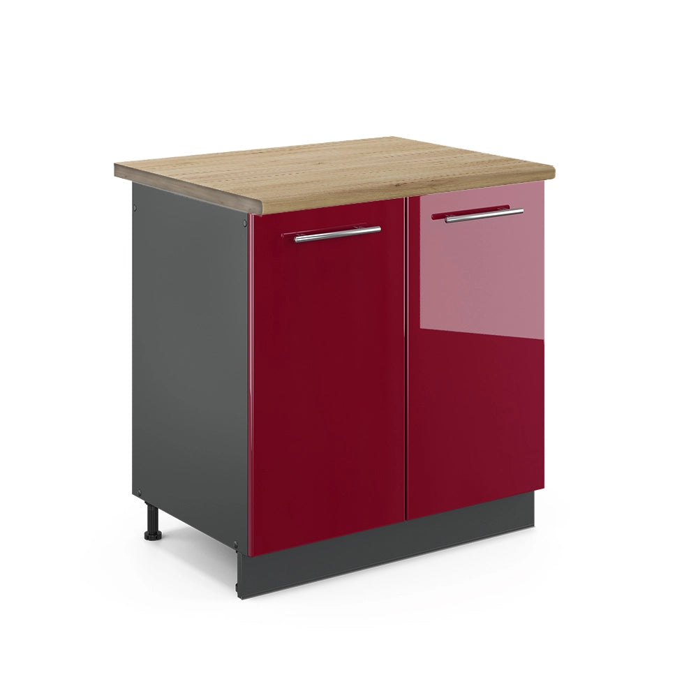 Mobile lavello cucina Fame-Line Bordeaux lucido/Antracite 80 cm, PL Rovere Vicco