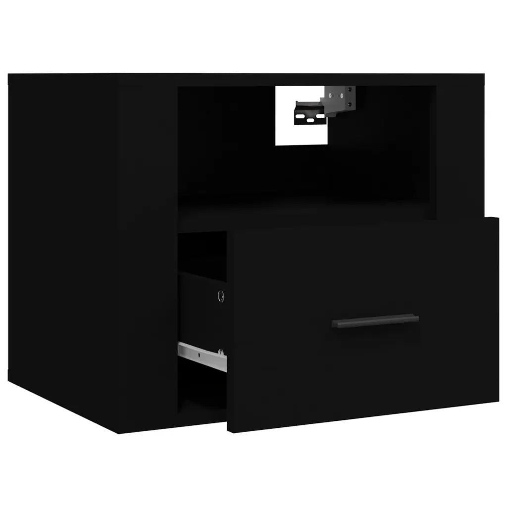 Set di 2 Comodini | Armadio da Notte | Mobiletto da notte a Muro Nero 50x36x40 cm