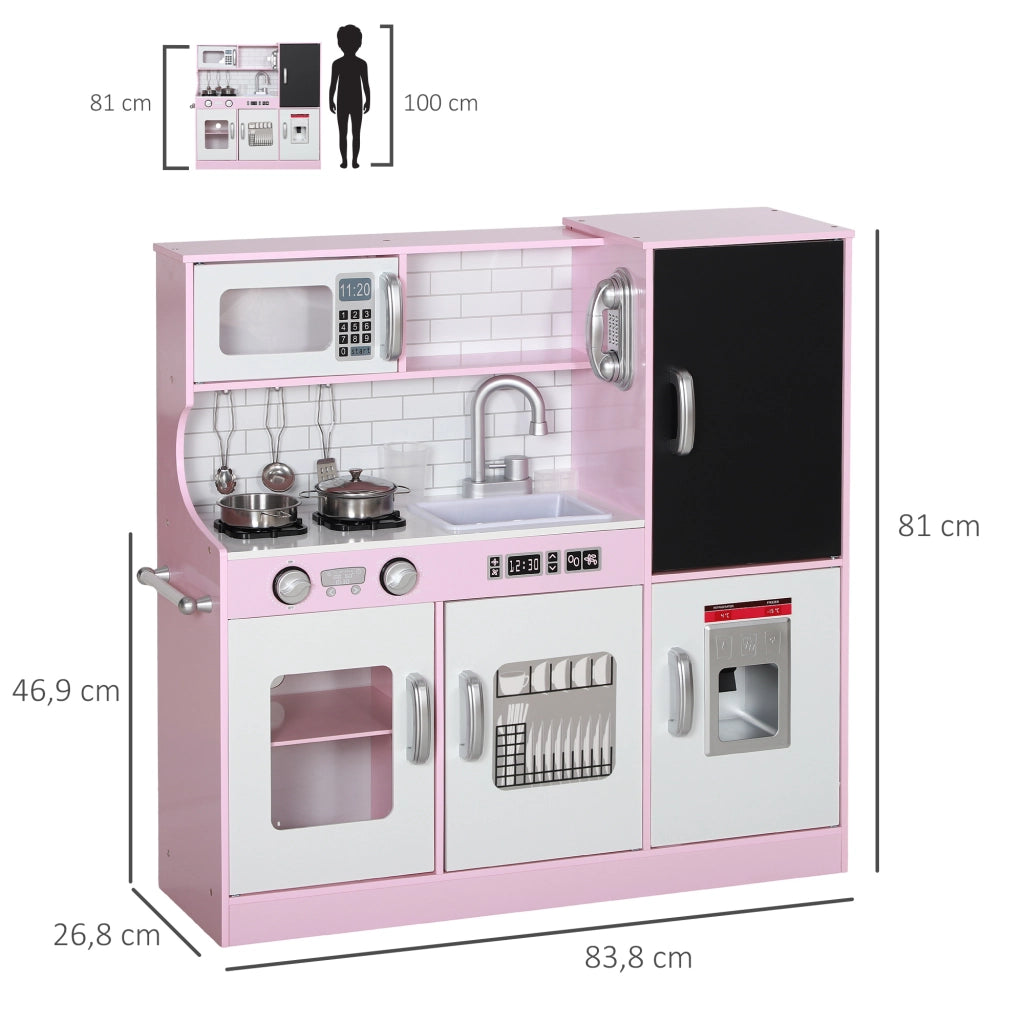 Cucina per Bambini con Accessori ¨C zephmum ¨C Rosa 83.8x26.8x81 cm