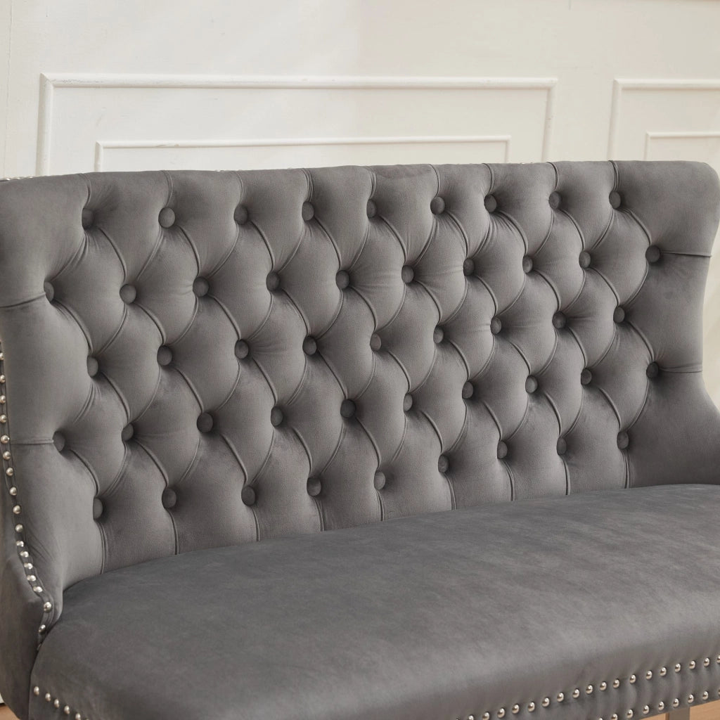 Panca 2 Posti Imbottita in Velluto ¨C MINIMAL ¨C Grigio, Gambe in Metallo