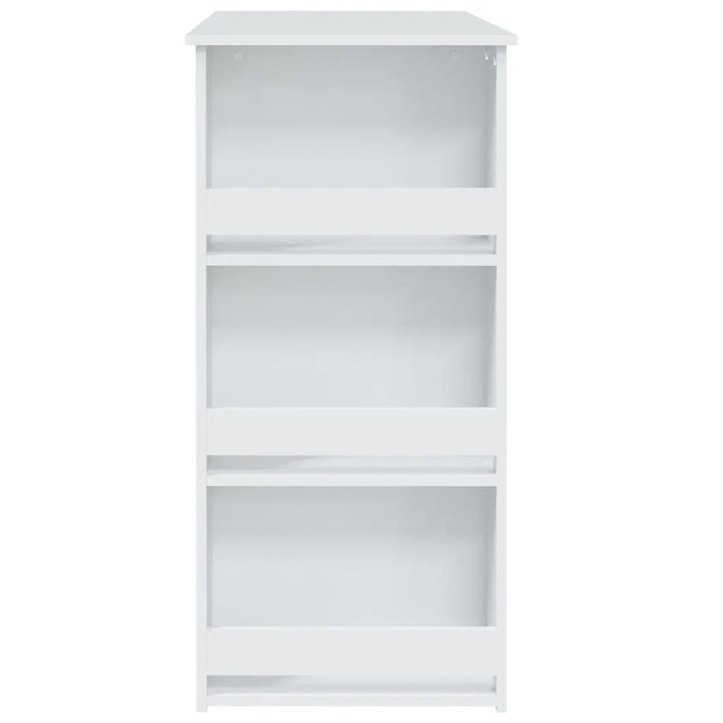 Tavolino da Bar con Mensole-Tavolino da soggiorno-Tavolo Bianco 102x50x103,5 cm Truciolato