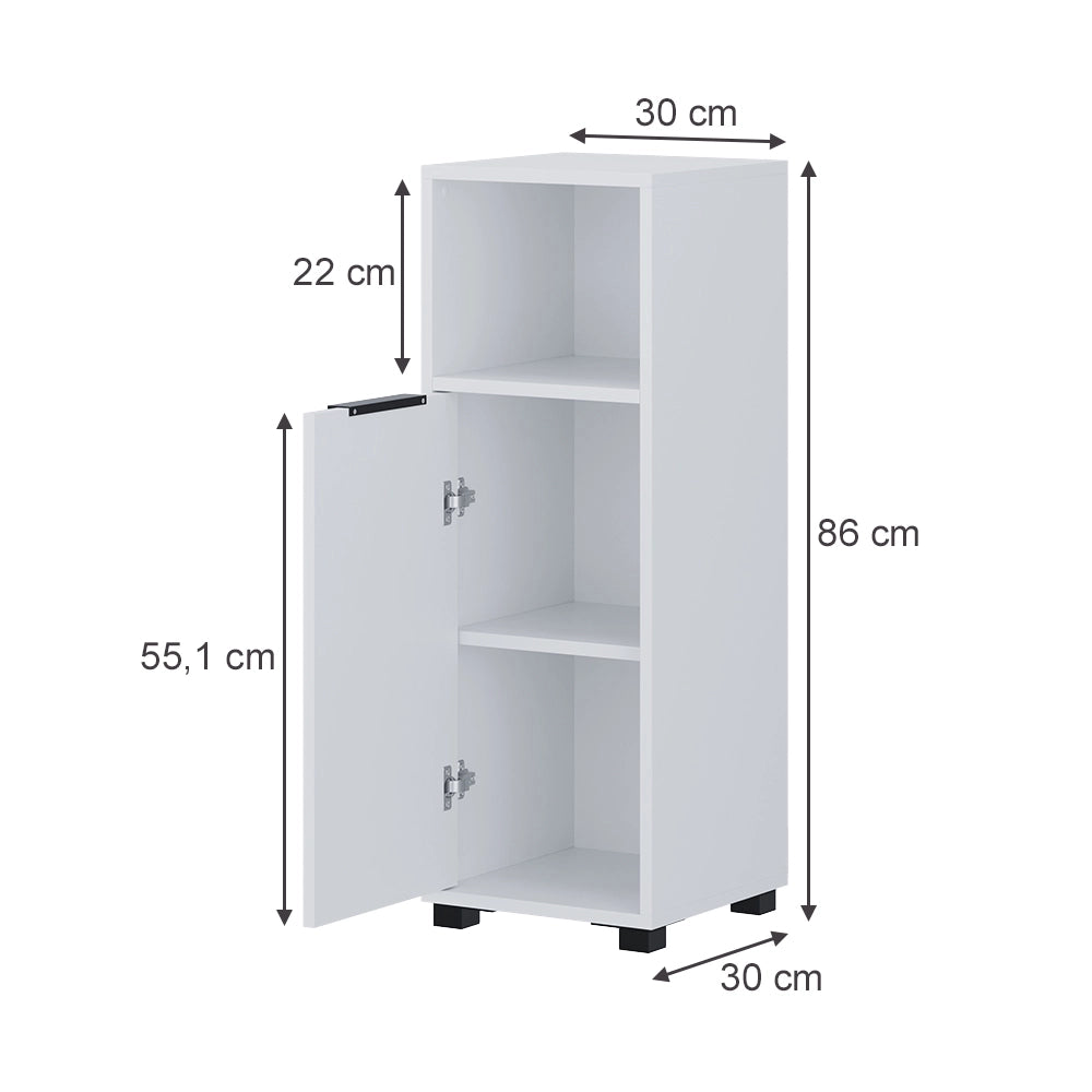 Vicco mobiletto bagno Bianco 30 x 86 cm con 3 scomparti