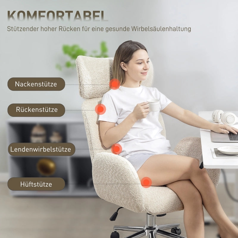 Sedia da ufficio ergonomica con poggiatesta regolabile funzione oscillante e rivestimento in poliestere grigio chiaro