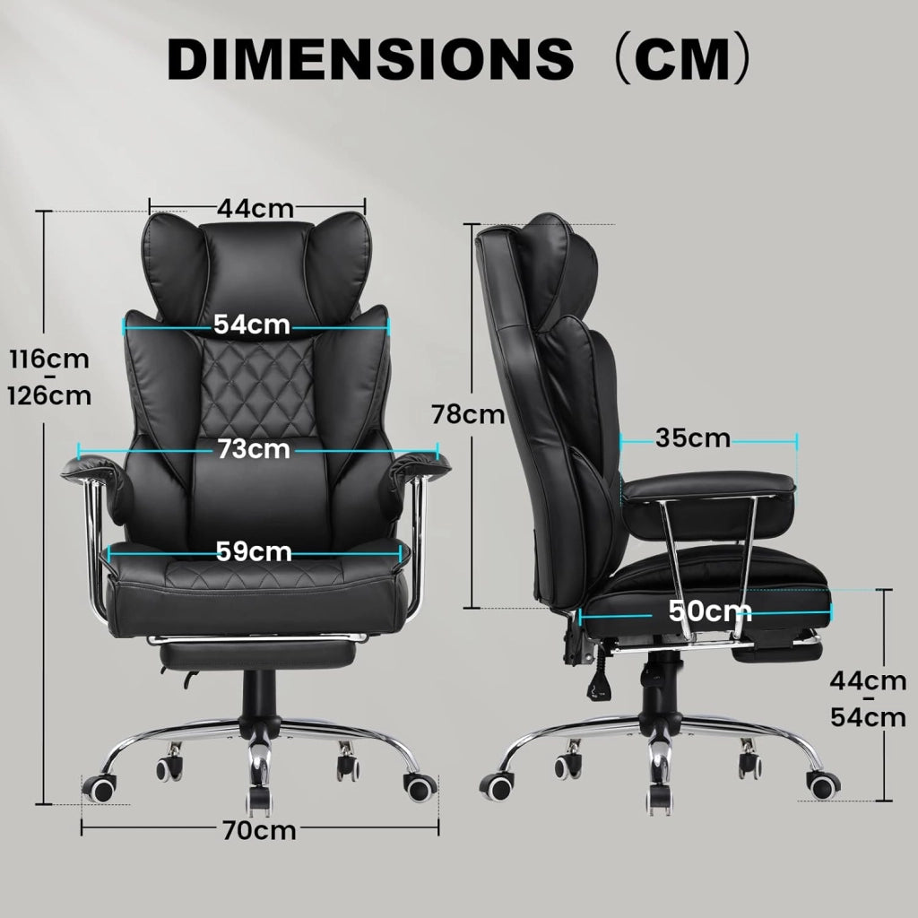 Sedia da gioco, ergonomica da ufficio con supporto lombare a molle insacchettate, seduta ampia con braccioli morbidi e poggiapiedi, regolabile in altezza, nero scuro