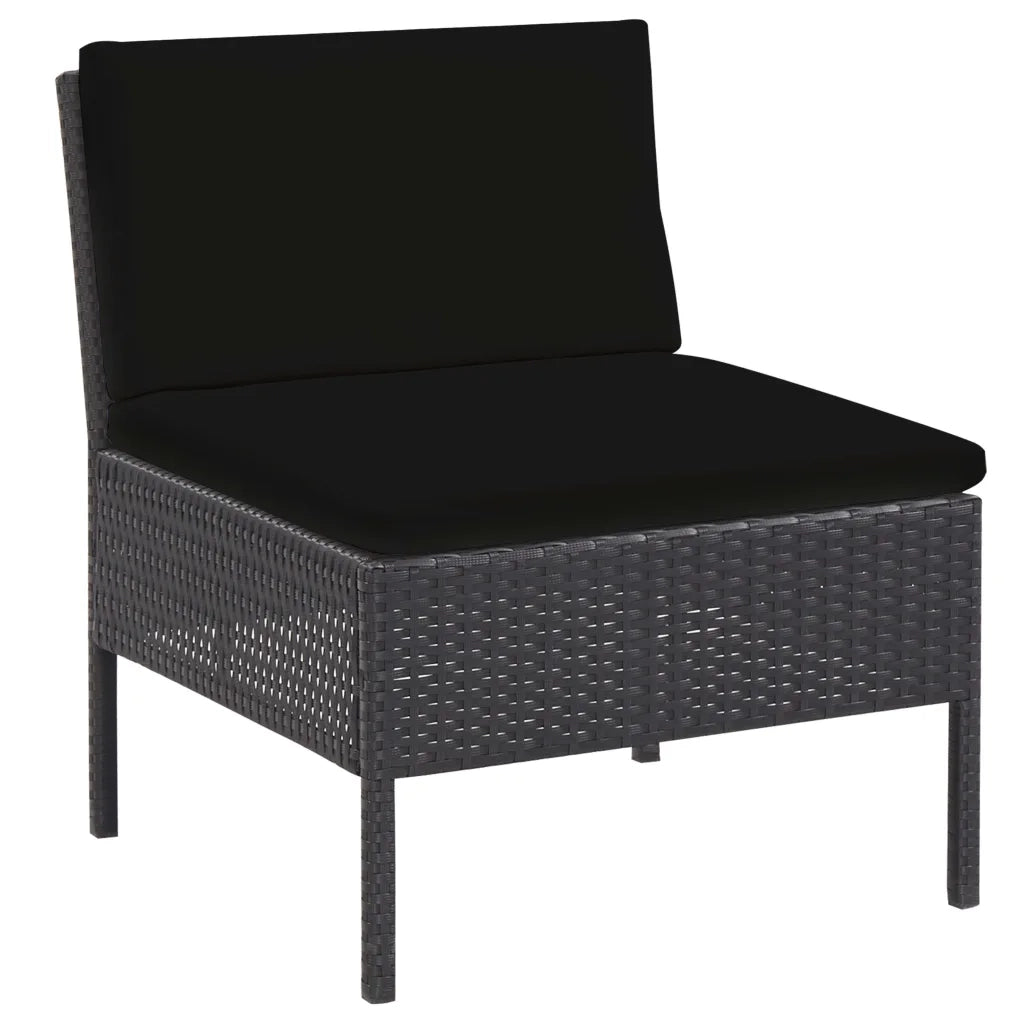 Set Divani da Giardino 5 pz con Cuscini in Polyrattan Nero cod mxl 35514