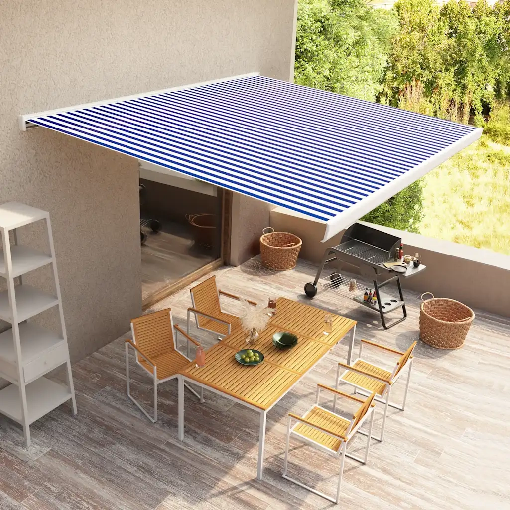 Tenda a Cassonetto Motorizzata 400x300 cm Blu e Bianco 3052659