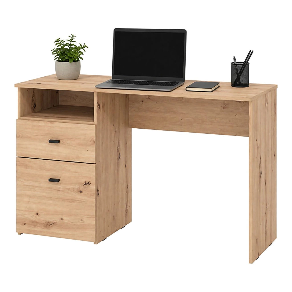 Frutal, Scrivania 2 Cassetti, 127x51x77h cm Marrone Rovere Nodi