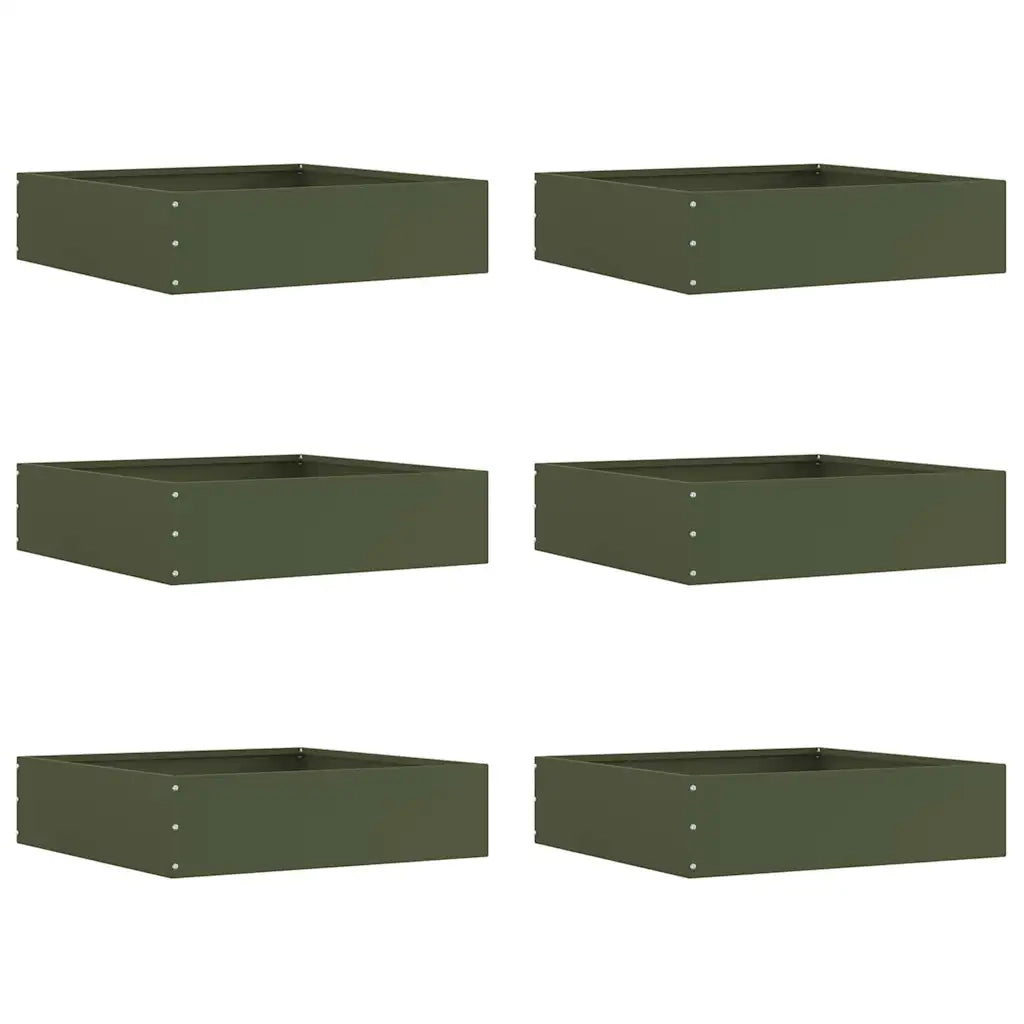 Bordura per Prato 6 pcs Verde oliva 50 x 50 x 13 cm Acciaio