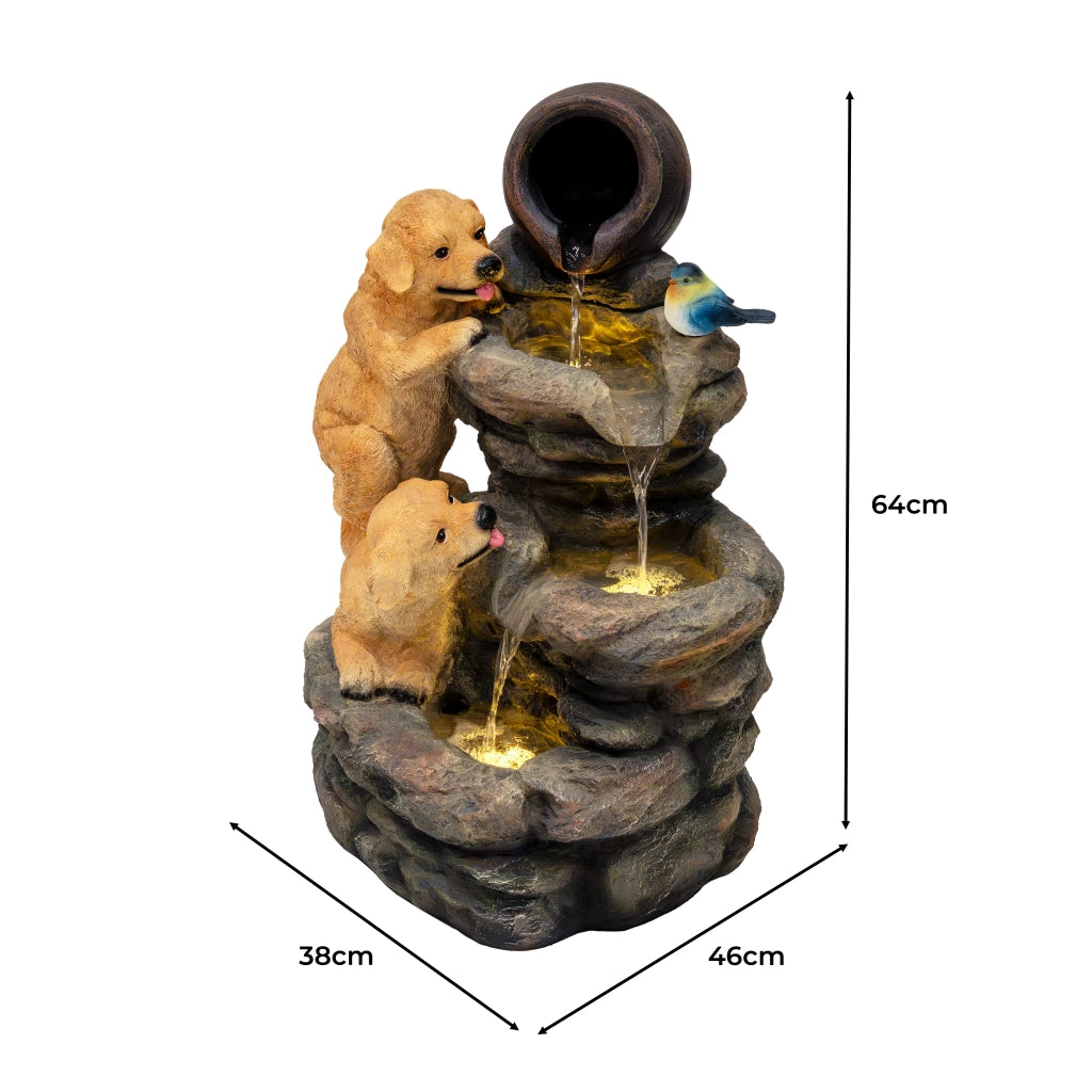 Fontana da Giardino Elettrica con LED e Cascata – Canine Creek