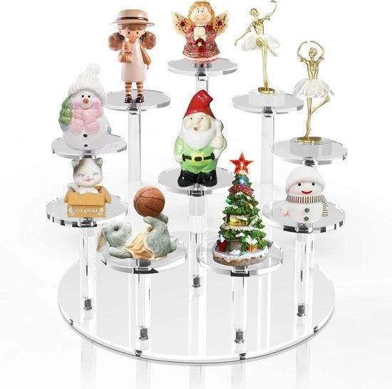 Display stand per 5 livelli in acrilato trasparente per organizzatore di smalti - gradini decorativi per figurine, gioielli, cupcake, balsami per labbra, smalti - spezie - diametro 1 cm