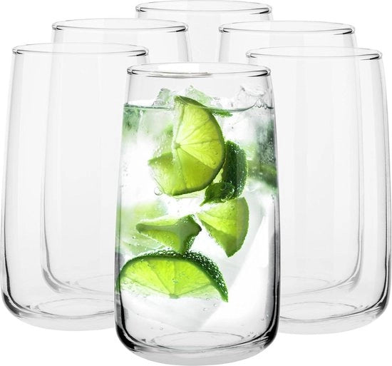 Set di bicchieri da cocktail e long drink - Resistenti al lavastoviglie - Collezione Emma - 480 ml - Set da 6 pezzi