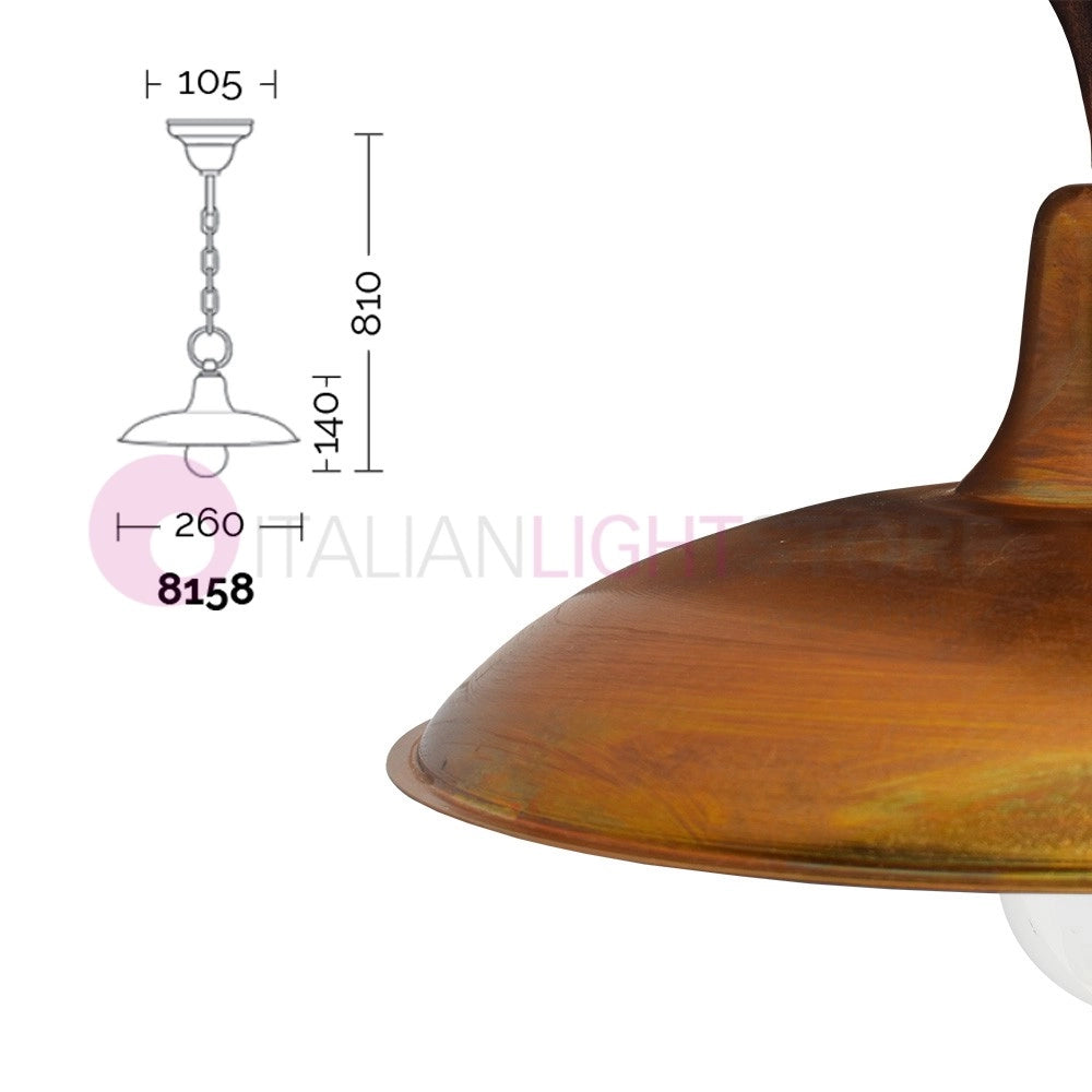 NIKE ANTRACITE Lampada a Sospensione con piatto in ottone anticato