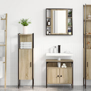 Set di Mobili da Bagno in 3 Pezzi in Rovere Chiaro in Legno Ingegnerizzato