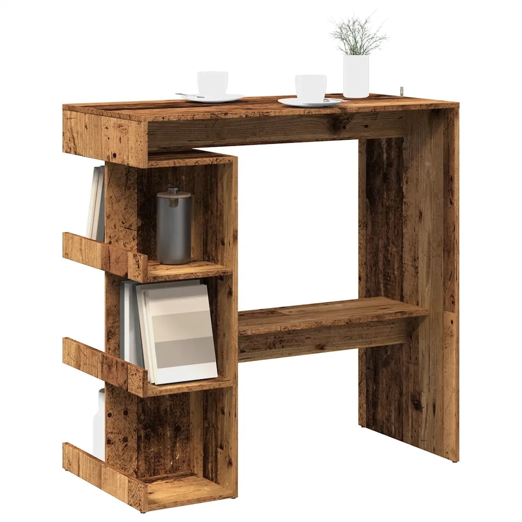 Tavolo Bar con Ripiani Legno Antico 100x50x101,5 cm Truciolato 856758