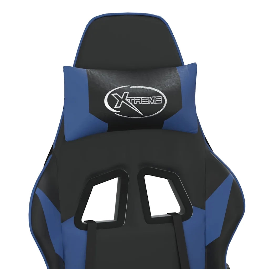 Sedia da Gaming | Sedia da e-sports Massaggiante Nero e Blu in Similpelle