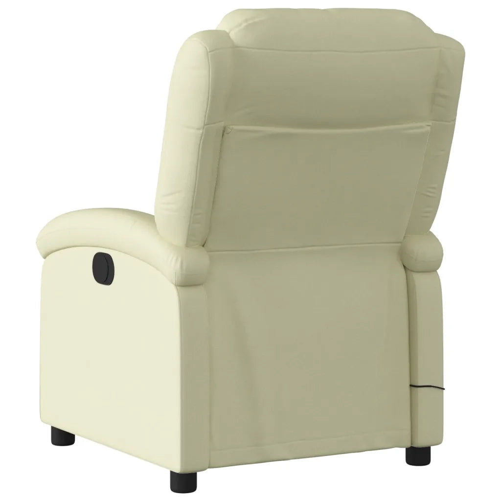 Poltrona reclinabile massaggiante in Vera Pelle Crema 3205926