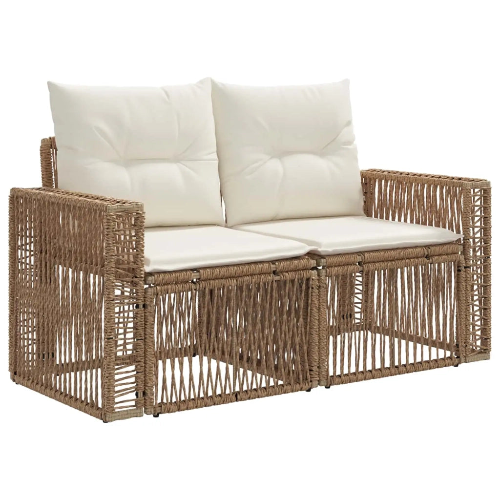 Set Divano da Giardino 14 pz Beige e Bianco Crema polyrattan 3436863