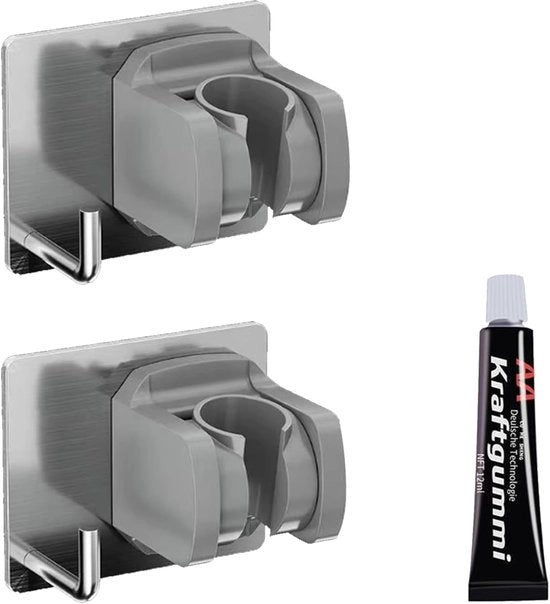 Douchekophouder senza fori - facile da installare - 1 pezzo - bianco - plastica