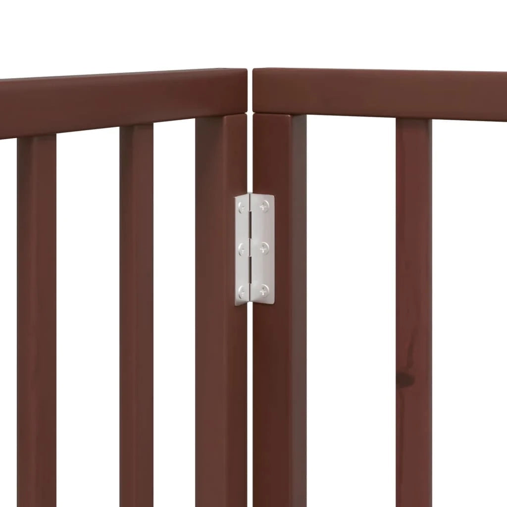 Cancelletto di sicurezza per animali domestici porta pieghevole 15 pannelli lunghezza 750 cm legno di pioppo marrone 02_0023192