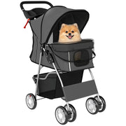 Carro per cani con cuscino lavabile e ruote ¨C zephmum ¨C 77x44x102 cm grigio scuro