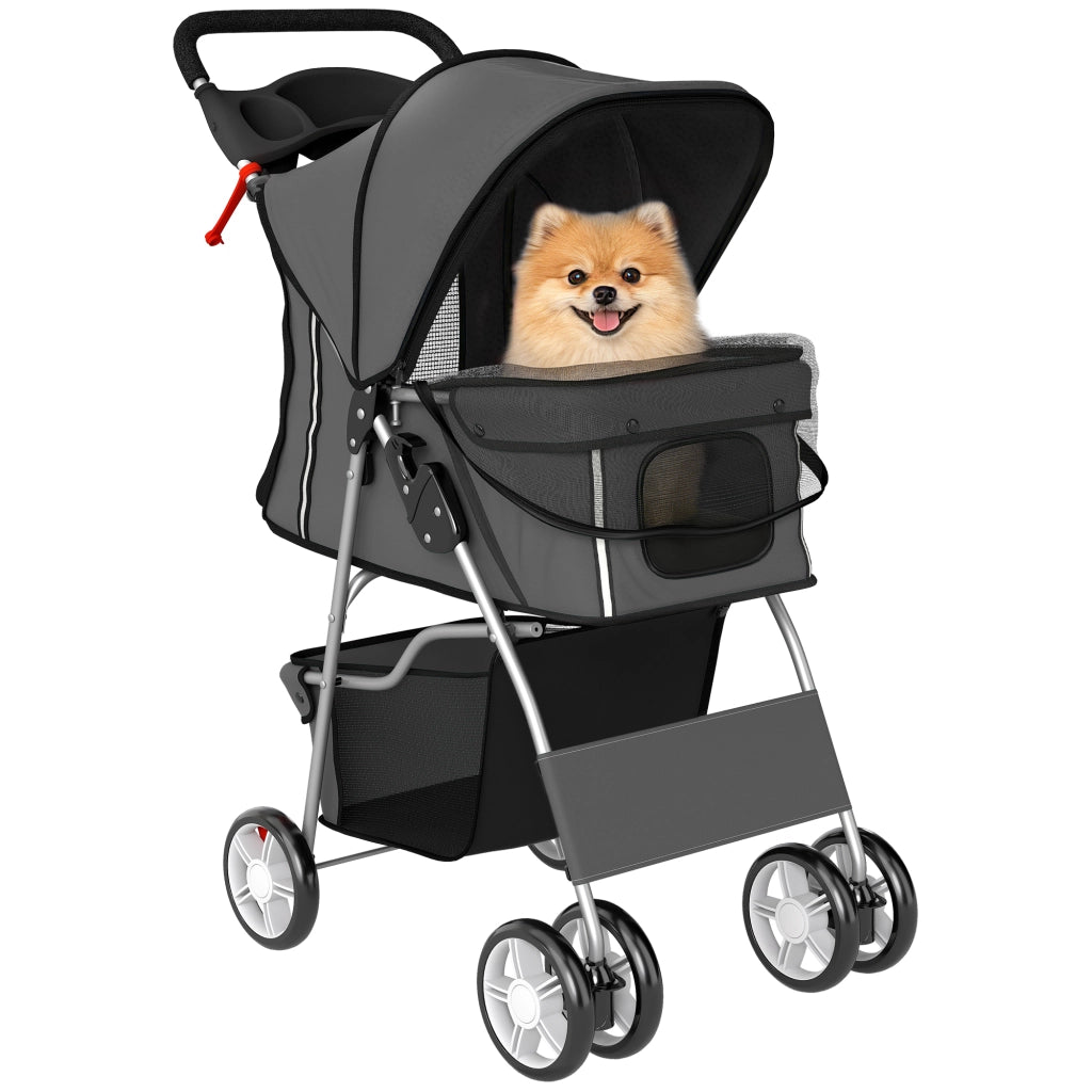 Carro per cani con cuscino lavabile e ruote ¨C zephmum ¨C 77x44x102 cm grigio scuro