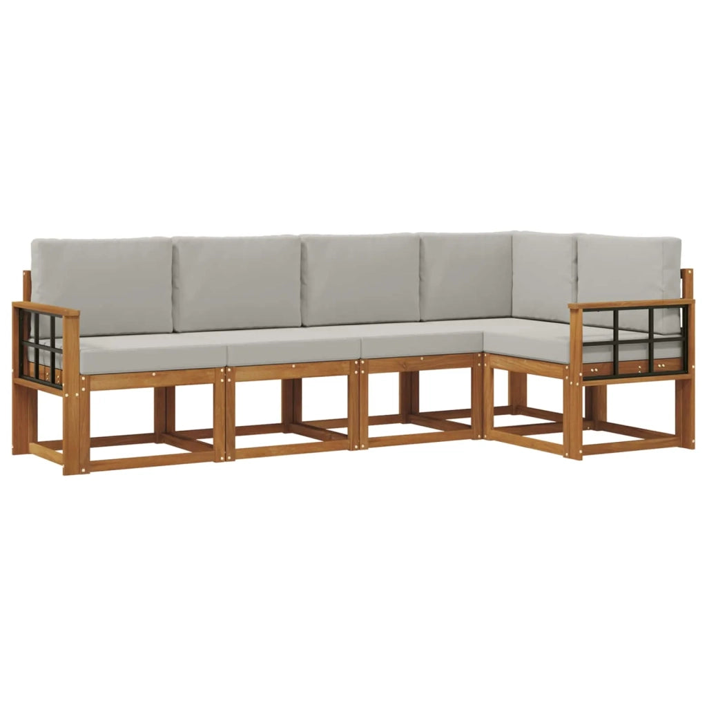 Set di divani da esterno 5 pcs Grigio Naturale e Chiaro 3366404