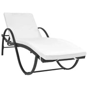 Lettino Prendisole con Cuscino in Polyrattan Nero cod mxl 18877