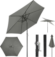 Parasole UV resistente e impermeabile con asta metallica, inclinabile a 45°, altezza 240 cm, con tasca portatile in grigio