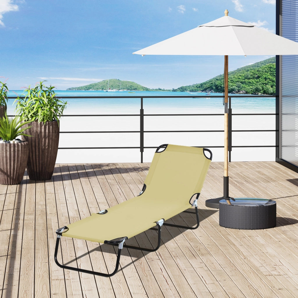 Lettino da Giardino Regolabile ¨C Zephmum ¨C Tessuto Oxford Beige 188x56x28 cm