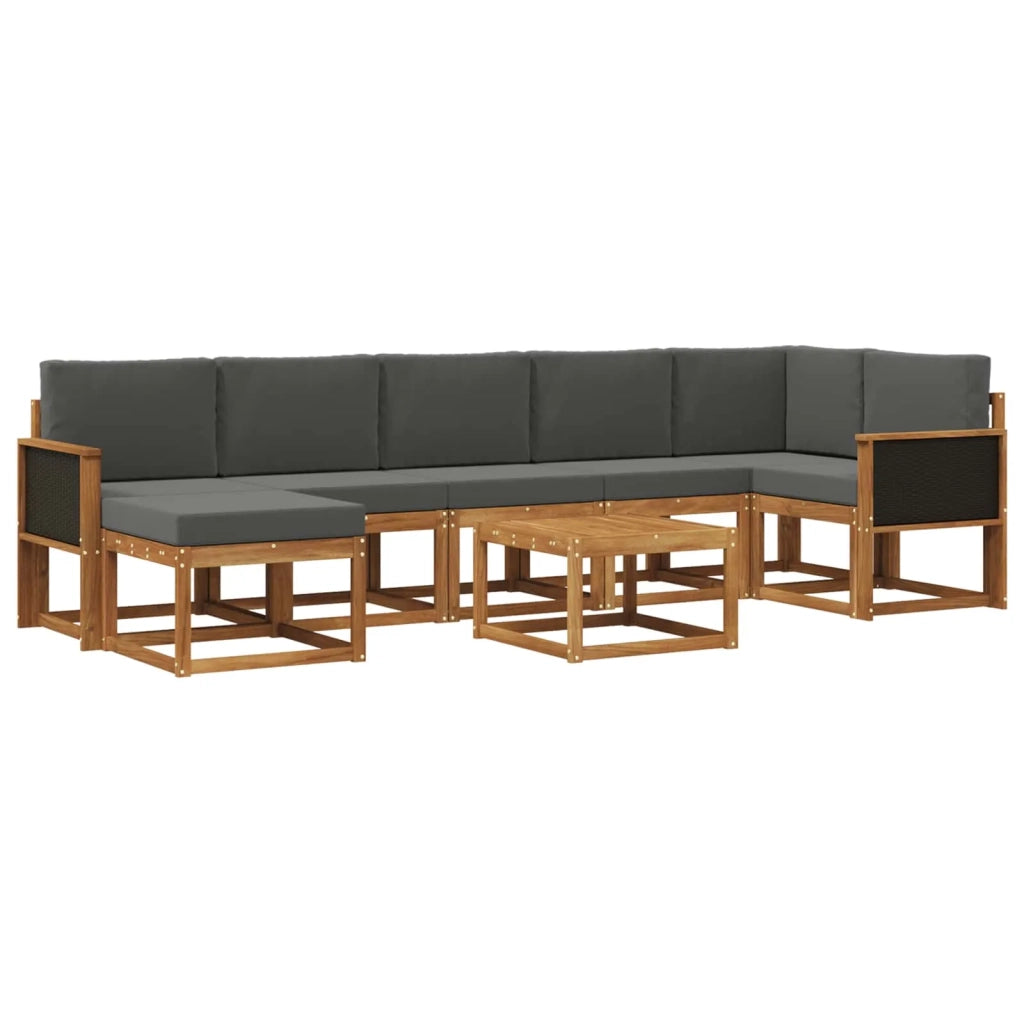 Set di divani da esterno 8 pcs Naturale e Antracite Poliestere 3385403