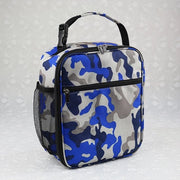 Borsa ispezionata a camuffamento per pranzo Tasca portatile per il trasporto del pranzo per bambini adulti per la scuola ufficio esterno - blu camouflage