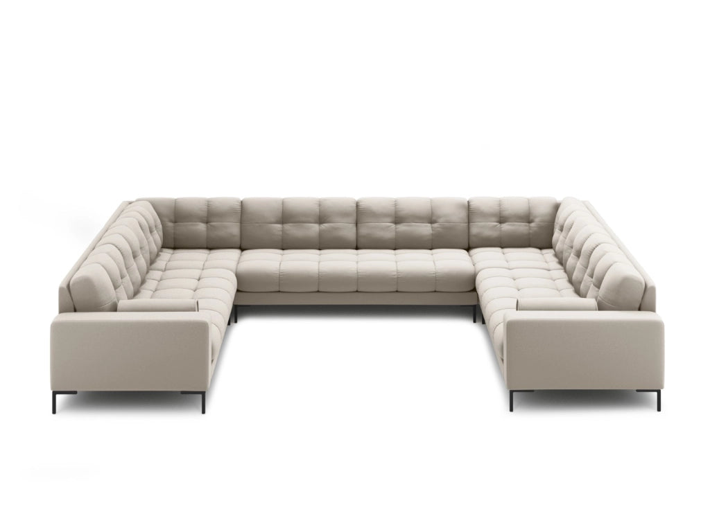 Cosmopolitan Design - Divano panoramico "Bali" 9 posti in tessuto strutturato beige 